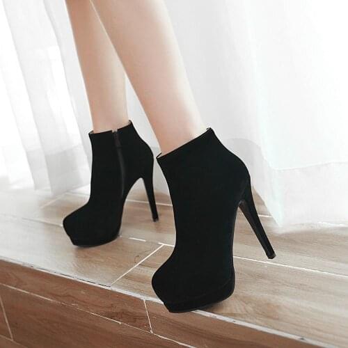 Autumn-winter Single-boot sanded with velveted high-heeled short boots red boots women boots