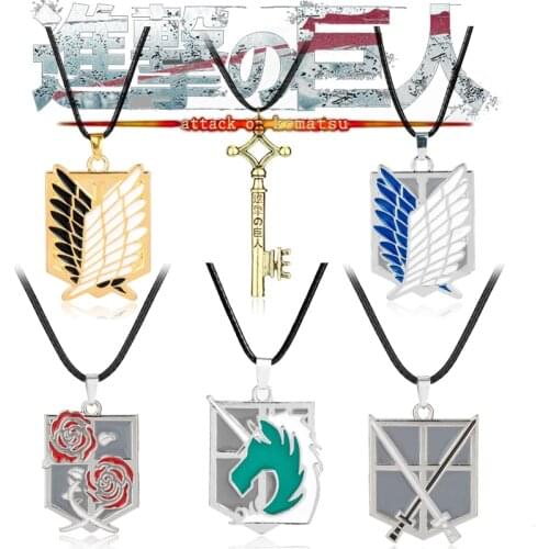 Attack on Titan Necklace Anime Jewelry Wings of Liberty Freedom Scouting Legion Eren Necklaces&Pendants Men Women Trinket Choker