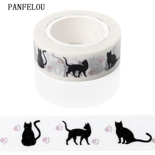 PANFELOU 1.5CMx10M Footprints cat Dividing Stickers border masking adhesive paper washi tape DIY Scrapbooking Hand account