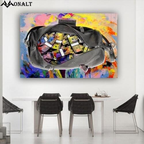 Abstract Art Poster A bag of money Canvas Print Nordic Hoom Decor Living Room Wall Picture custom Modern art Bedside painting