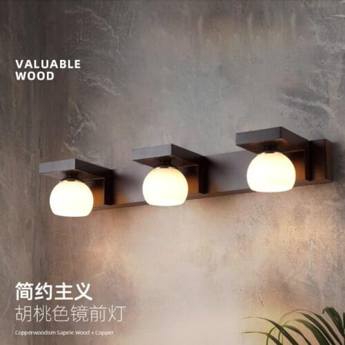 Lens headlight led lens ark special wall light wood Chinese wall lamp lamps and lanterns of toilet bathroom walnut color
