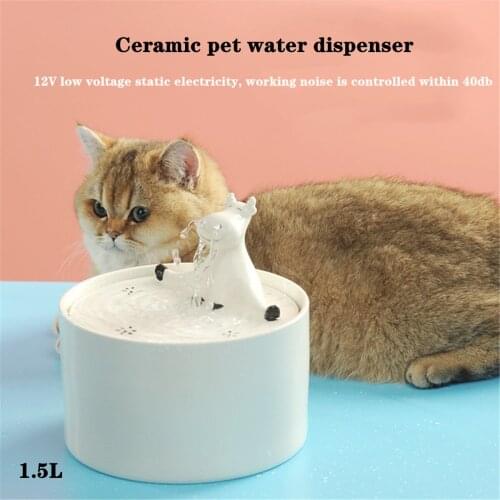 1.5L Ceramic Cat Drinking Water Fountain For Cats Dogs Drinking Automatic Cat Water Fountain Water Dispenser Pet Bowl Drinkers