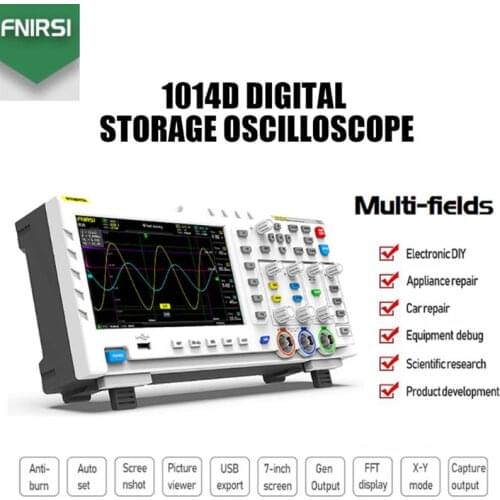 FNIRSI 1014D Portable Digital Oscilloscope 2 In 1 Dual Channel Input Signal Generator 1013D 1GSa/S Sampling Rate 1GB Storage