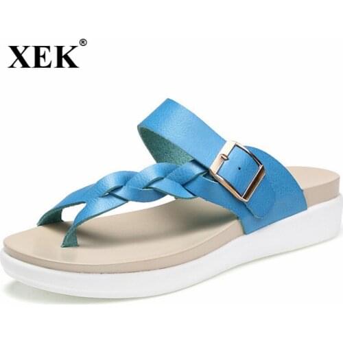 Women Slippers Casual Women Shoes Summer Flat slippers Fashion Buckle White Ladies Beach Slipper JDD64
