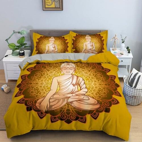 Meditation Buddha Statue Bedding Set Psychedelic Mandala Duvet Cover Sing Double Twin King Queen Size With PIllowcase