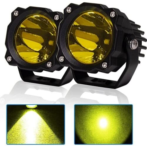 LED Pods Light Amber Spot Fog Lights 2PCS 3 Inch 50W 6500K 3500LM Yellow/White LED Motorcycles Headlight LED Driving Work Lights