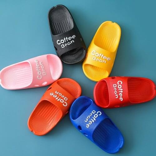 Letter Solid Color Kids Slippers Comfort Non-Slip Soft Sole Children Slippers Girl Boy Home Indoor Bathroom Shoes Summer Leisure