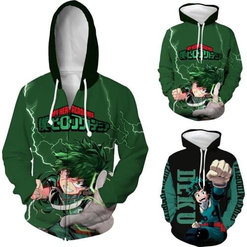 Anime My Hero Academia Hoodies Midoriya Izuku Casual Anime Men Hoodie Cosplay Costume Sweatshirt Streetwear Top Sweatshirt