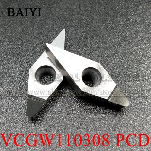2pcs VCGW110308 PCD VCGT110308 PCD High quality Diamond inserts Lathe tool Turning insert CNC Turning tools for SVJCR