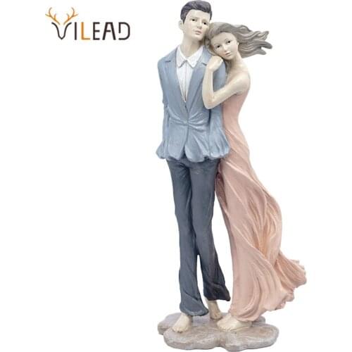VILEAD Resin Couple Dating Statue Romantic Lovers Figurines Living Room Desktop Decoration Valentines Day Gift Home Accessories
