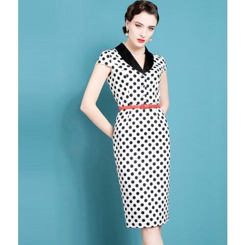 High End Retro Dress WomenS 2021 Summer New Celebrity Temperament Wave Point Slim French Dress