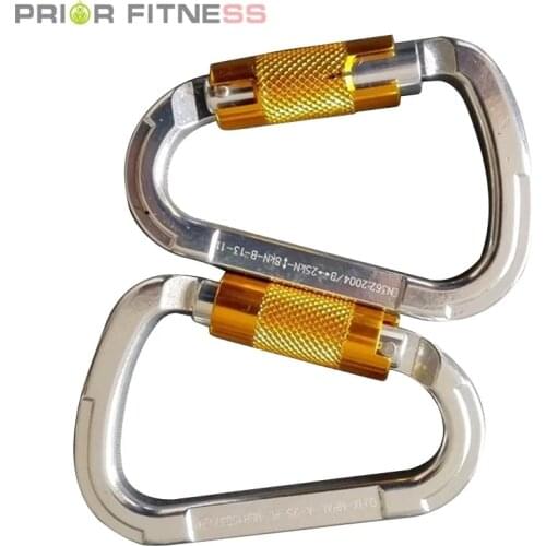 1 Pair Aluminum Carabiner for Aerial yoga hammock CE Certificated Silver 25KN D Type Hardware for Aerial Dance Yoga