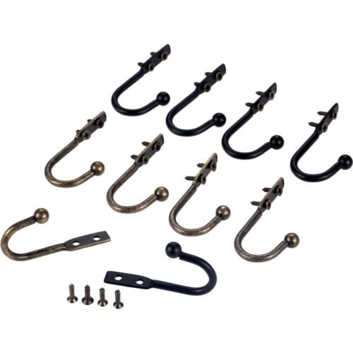 5pcs Wall Door Hooks Single Prong Coat Hanger Furniture Kitchen Pot Handbag Bag 50*23mm Black Antique Bronze W/screws Bathroom