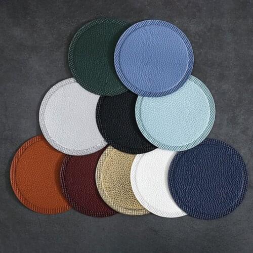 5pcs Coffee Coaster Round Tableware Pad Dining Table Mat Heat Insulation Non-Slip Soft PU Leather Placemats Bowl Coaster Kitchen