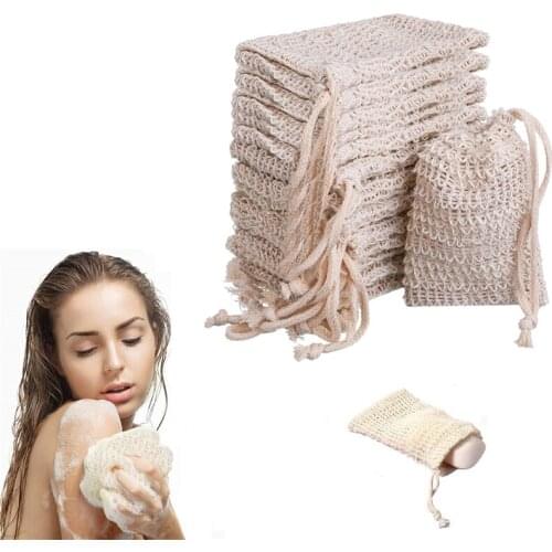 60 PCS Soap Bag for Shower Scraps & Save Soaps Massage Natural Fiber Foam Maker Net Bags Exfoliator Sponge Pouch Wholesale X2