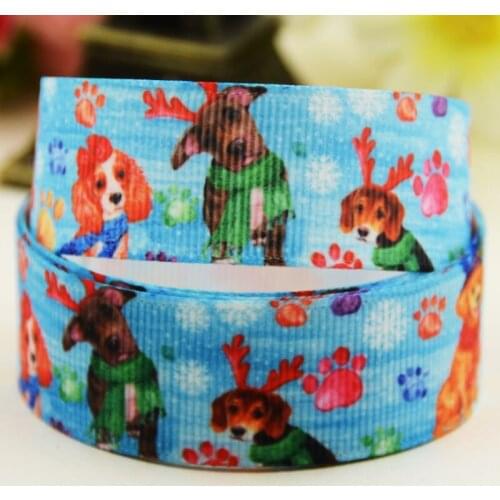 22mm 25mm 38mm 75mm Ruban satin Dog printed Grosgrain Ribbon Hair Accessories party decoration 10 Yards X-02530