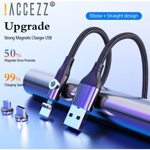 !ACCEZZ L-shape Magnetic Micro USB Cable Fast Charging For iPhone 12 Samsung Xiaomi 8 Pin Type C Cable Mobile Phone Charger Cord