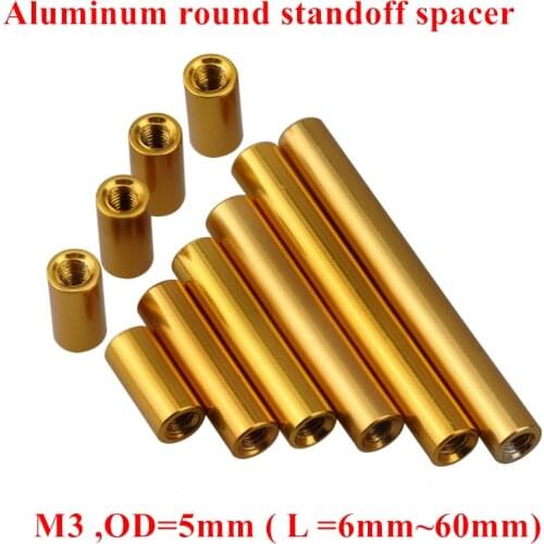 10pcs M3 Aluminum Rods Nuts M3*6/8/10/12/15/20/25/30/35/37/40/50mm Aluminum round standoff spacer Spacing screw RC Parts D=5mm