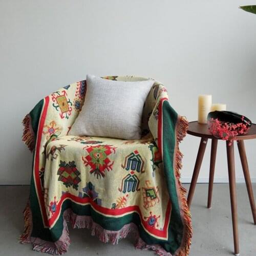 Bohemia Knitting Tassel Sofa Blanket Thread Sofa Blanket Sleeping Blanket Soft Bed Pattern Vintage Blanket Home Decor Tapestry