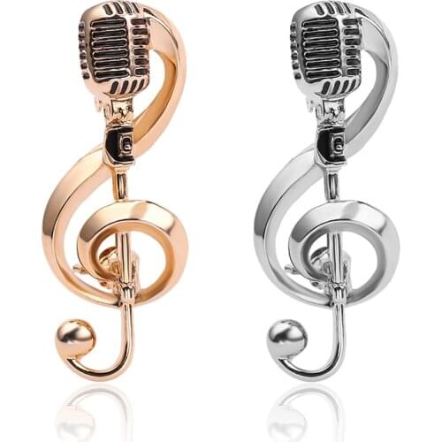 Microphone Music Note Brooches Female Brooch Treble Clef Pin Lapel Pin Jewelry Gift Male Female Accessories