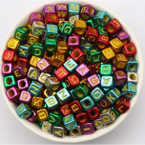 6*6mm Mixed Letter Acrylic Beads Square Spacer Alphabet Beads For DIY Crafts Making Scrapbooking Decoration Supplies