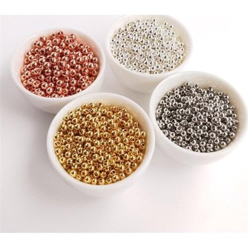 Scattered beads Real 18K Gold Plating gold beads white and gold silver beads diy handmade beads first jewelry materials