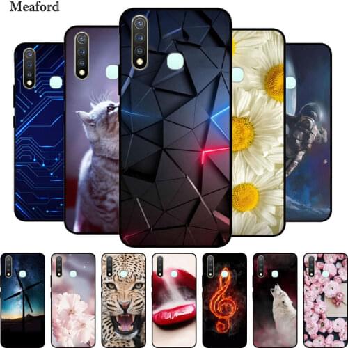 For Vivo 1915 / Y19 Case Black Bumper Silicone TPU Soft Back Cover For Vivo Y19 Y 19 VivoY19 Case Cartoon fundas on Vivo1915