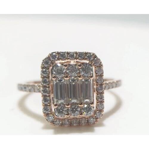 VVS D color ladies 18K gold 750 rectangular moissanite 1 carat elegant female ring
