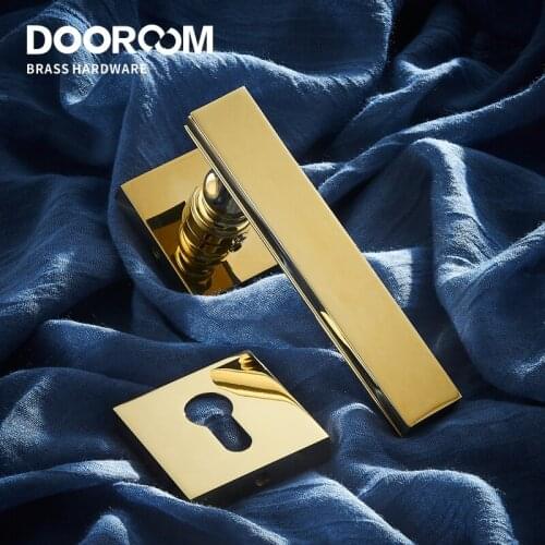 Dooroom Brass Door Lever Mute Black Gold Interior Bedroom Bathroom Wood Door Lock Set Dummy Handle Knob