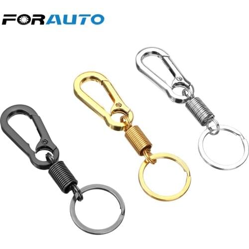 FORAUTO Car Keychain Belt Clip Loop Key Ring Men Fashion Spring Gourd Buckle Metal Key Chain Car-styling Stainless Steel