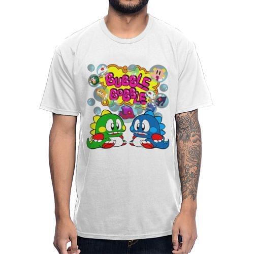 Bubble Bobble Retro FC Console Game T-shirt Men New Custom Old School Game T Shirt Organic Cotton Plus Size Tee Camiseta