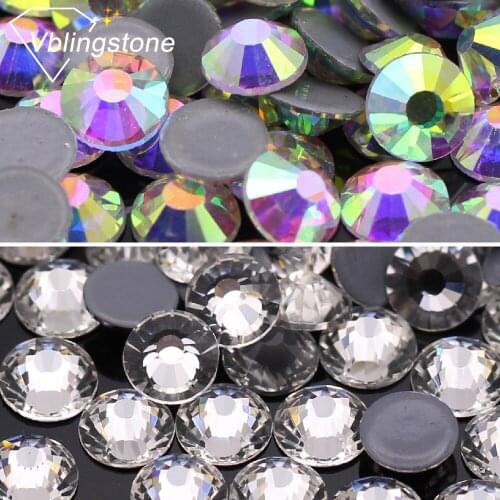 Hotfix Rhinestones Glitter Glass Rhinestone For Clothes Flat Back Crystal AB Iron On Strass Stone DIY Wedding Dress SS3-SS50