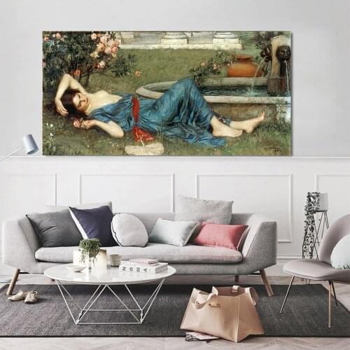 Holover Canvas Oil Painting Aesthetic Home Decoration William Waterhouse"Sweet Summer"Romanticism Mythology Artwork Wall Art