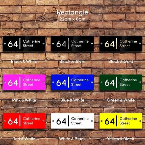 House number Personalised House Sign Custom Engraved Front Door Acrylic Number Plaque 22x8cm 30x14cm Rectangle Door sign