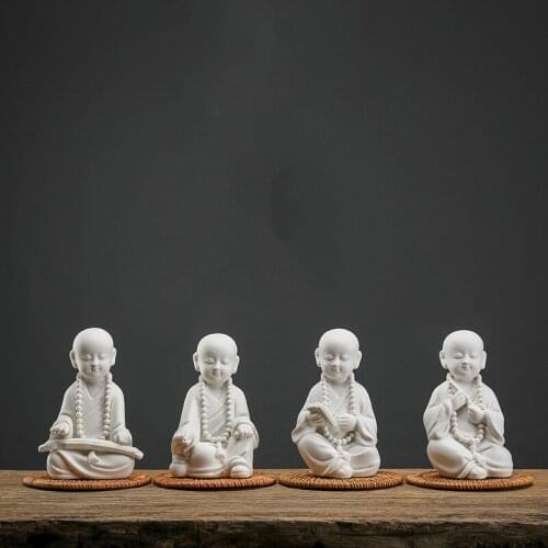 Creative ceramic piano, chess, calligraphy and painting little monk statue Modern Art White Porcelain Home decoration crafts
