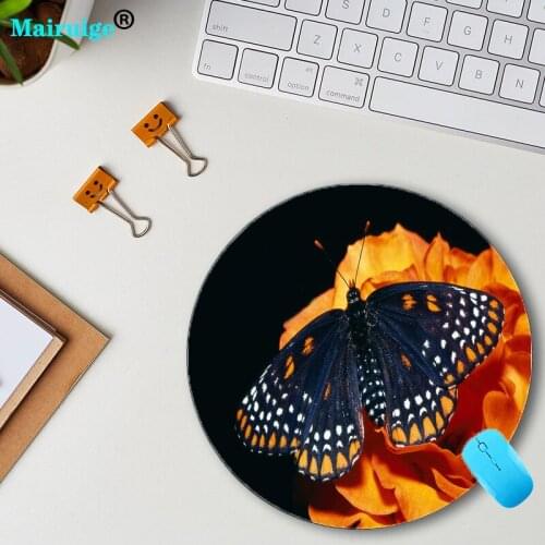 Mairuige Butterfly Mouse Pad Color Computer Round Mouse Pad Game Coaster 200X200/220X220MM Floor Mat Table Mat Game Table Mat