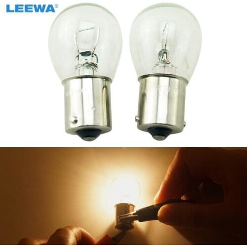 LEEWA 50pcs 1156 BA15S S25 P21W 12V Car Clear Glass Lamp Turn Tail Bulb Auto Indicator Halogen Lamp #CA2724