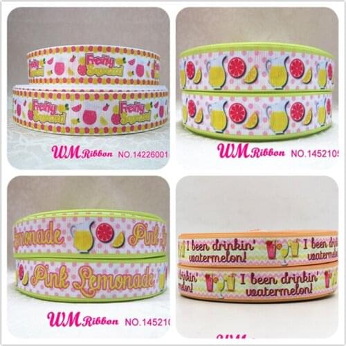 Q&N ribbon 16mm 22mm 25mm 38mm 50mm 75mm Orange Juice Printed Grosgrain Ribbon 50yards/roll For Headband Hair Tie Free Shipping