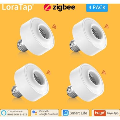 LoraTap Tuya ZigBee 3.0 Lamp Holder E27/E26 Bulb Smart Home Google Alexa Echo Remote Control Work with Assistant Zigbee2MQTT DIY
