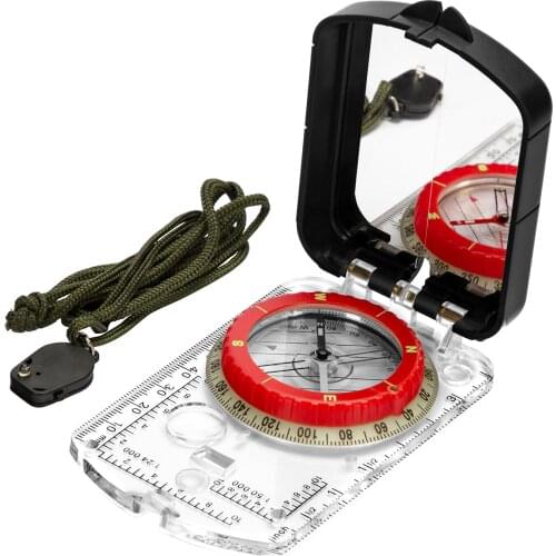 BIJIA Multifunction Compass Professional Portable Magnifying Ruler Scale Scout Hiking Camping Boating Orienteering Map