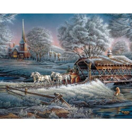 New needle and thread diamond painting beautiful snow winter landscape diamond embroidery all round drill diamond mosaic picture