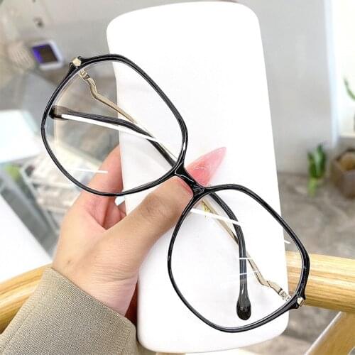 Seemfly Flat Mirror Glasses Frame Irregular Leg Vintage Blue Light Blocking Eyeglasses Frame For Women Men Optical Goggle