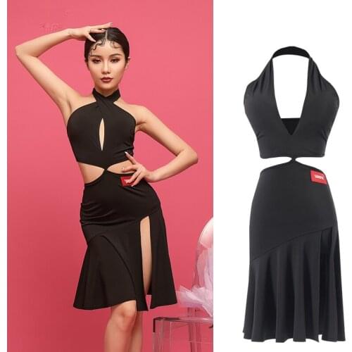 Latin Dance Dress For Women Sexy Strapless Practice Dress Female Adult Chacha Samba Ballroom Latin Performance Clothes SL4396