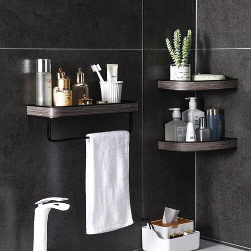 Bathroom Shelf Organizer Shower Storage Rack Black Corner Shelves Wall Mounted Aluminum Toilet Shampoo Holder