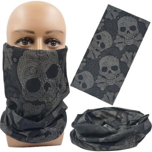 Unisex Halloween Skull Variety Magic Bandana Magician Sunscreen Dustproof Outdoor Riding Black Bandana Wholesale