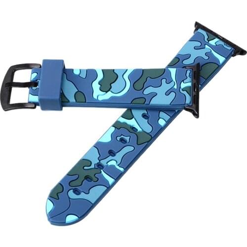 42-44mm Camo Watch Strap For Smart Watch 4 38-40mm Silicone Watchband Waterproof Replacement Bracelet Wrist Watch Accessories