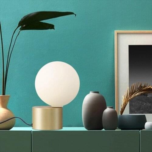 Modern Led Glass Ball Table Lamp Night Lighting Living Room Bed Head Simple Post Nordic Metal Glass Ball Table Lamp lustre