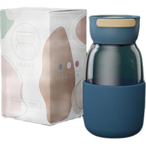 Glass Water With Lid Bottle Creative Fresh Cute Girl Heart Portable Sports Outdoor Cup 300ml Mini Kids Fall Prevention Cup