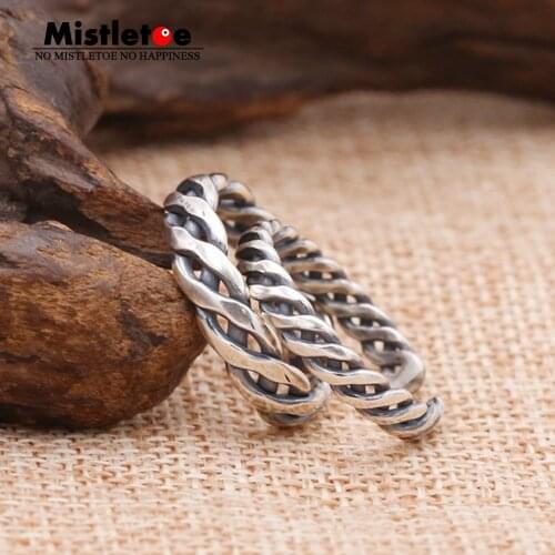 Mistletoe 925 Sterling Silver Vintage Retro Punk Openwork twist ring Ring Fashion Jewelry