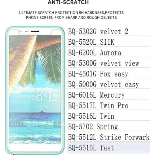 Smartphone Tempered Glass for BQ Mobiie BQ-5302G 5520L 6200L 5300G 4501G 5000G 6016L 5517L 5516L 5517L 5512L 5515L glass